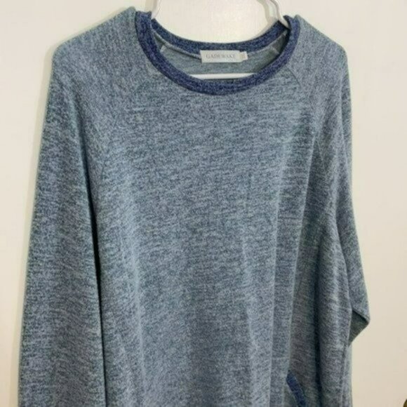 Gadewake Knit Top with Pockets, Very Soft, High - Low Hem, Heathered Blue, XXL - Picture 3 of 10